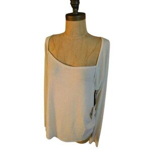 Nordstrom Something Navy Size L Large Off White Square Neck Knit Top NWT $59